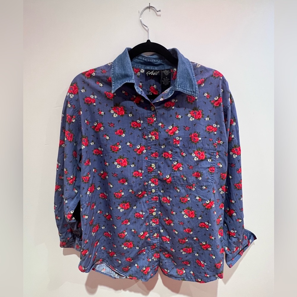 Vintage Floral Jean Button Down